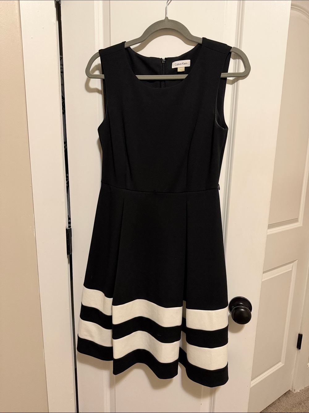 Calvin Klein Black Dress with White Band Hem